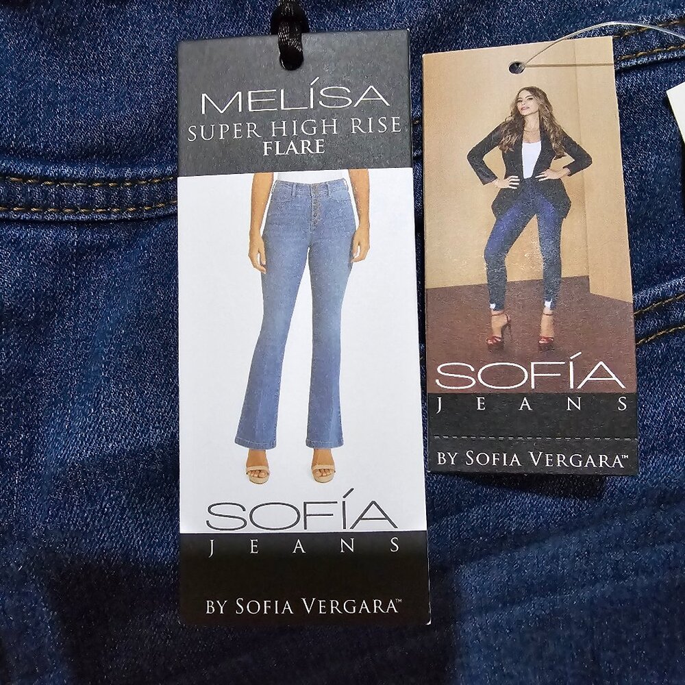 Sofia Vergara Melisa Womens Sz 4 Jeans Flare Leg Stretch Pull On Super High Rise - Picture 2 of 8